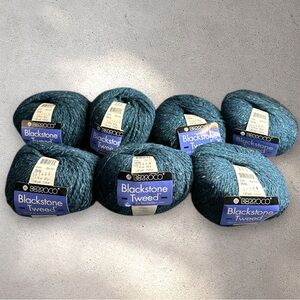 Berroco Blackstone Tweed saltwater #2646 lot #561468 lot of 7 wool,mohair,angora